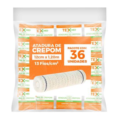 Imagem de Atadura Crepom Faixa Bandagem Elástica 12cmx1.2m Kit 36 Un