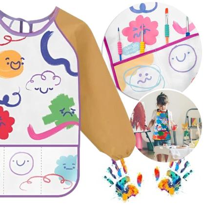Imagem de Avental Infantil Manga Cumprida C/ 3 Divisória Color Joy
