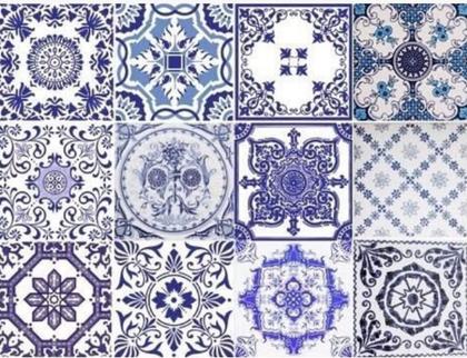 Imagem de Azulejos de Porcelana Kit com 12 peças Colonial Português Alta Durabilidade 