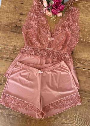 Imagem de Baby Doll Luxo Nobre Com Renda Conjunto De Lingerie Pijama Feminino Flowers