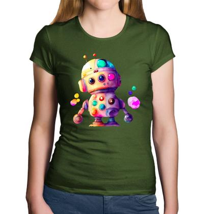 Imagem de Baby Look Algodão Robô Colorido - Foca na Moda