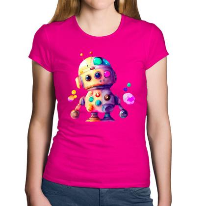 Imagem de Baby Look Algodão Robô Colorido - Foca na Moda