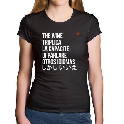 Imagem de Baby Look Algodão The wine triplica la capacité di parlare otros idiomas - Foca na Moda