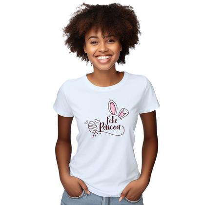 Imagem de Baby Look Feliz Páscoa Amor Personalizada Feminina Adulto Algodão com Poliéster