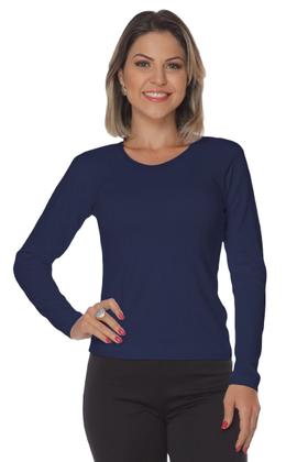 Imagem de Baby look manga longa malha canelada - Gola redonda