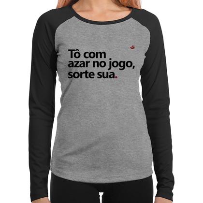 Imagem de Baby Look Raglan Tô com azar no jogo, sorte sua Manga Longa - Foca na Moda