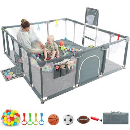 Imagem de Baby Playpen XNWQL 79x71 cm com Ocean Balls, basquete e futebol