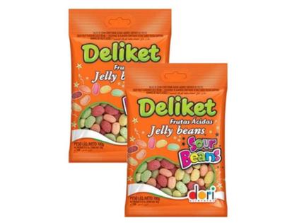 Imagem de Bala Goma Jujuba Frutas Ácidas Deliket Jelly Beans 700g - 2 Unid