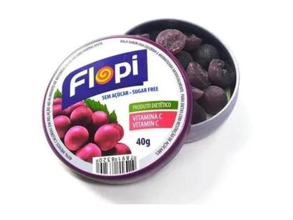 Imagem de Bala Sem Açúcar Flopi Uva Lata 40g