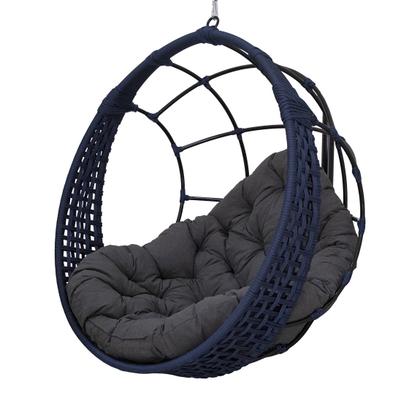 Imagem de Balanço Ninho Suspenso Corda Náutica Azul Almofada Impermeável Cinza + Mola e Mosquetão