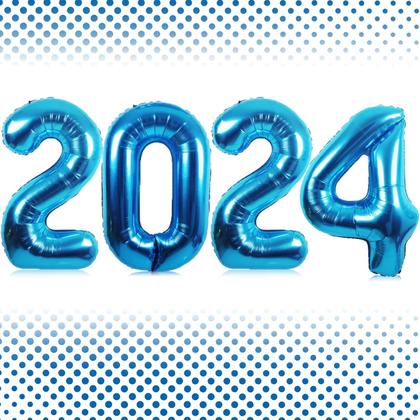 Imagem de Balão Lovoir 40cm Lake Blue Número 2024 Foil Helium