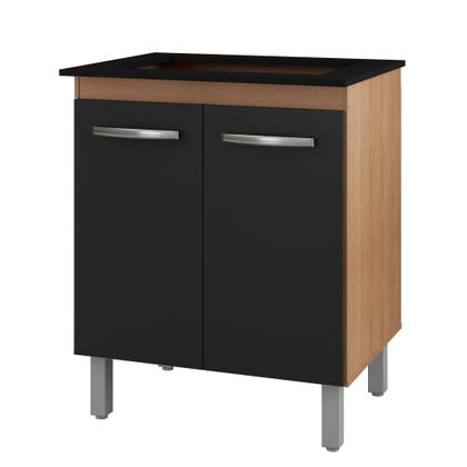 Imagem de Balcão Cooktop 5 Bocas com 2 Portas Jade Savana/Preto - Moblis