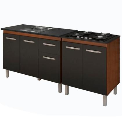 Imagem de Balcao Pia 120cm e Cooktop 4 Bocas Savana Preto Mobbs