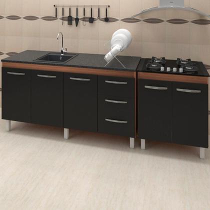 Imagem de Balcao Pia 150cm E Cooktop 4 Bocas Savana Preto Mobbs Savana Preto