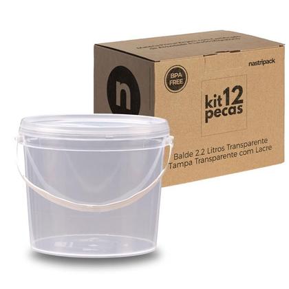 Imagem de Balde 2.2L Transparente Para Massas - Kit 12 Pçs
