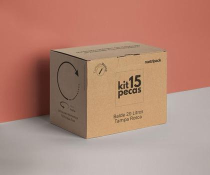 Imagem de Balde Alcool Em Gel 20 Litros E Tampa Rosca - Kit 15 Pçs