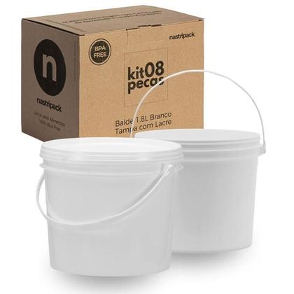 Imagem de Balde Branco 1,8Lts Ideal Para Alimentos 8 Pçs