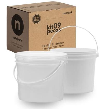 Imagem de Balde Branco 1,8Lts Ideal Para Alimentos 9 Pçs