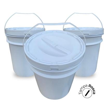 Imagem de Balde Para Álcool Gel 20 Litros E Tampa Rosca - Kit 11 Pçs