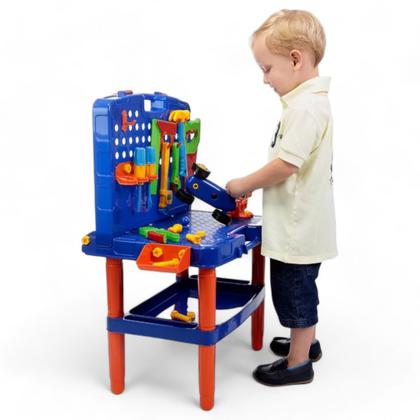 Imagem de Bancada de Ferramentas com 45 Peças Infantil - Brinquedo Kit Bancada de Ferramentas C/ Maleta Grande