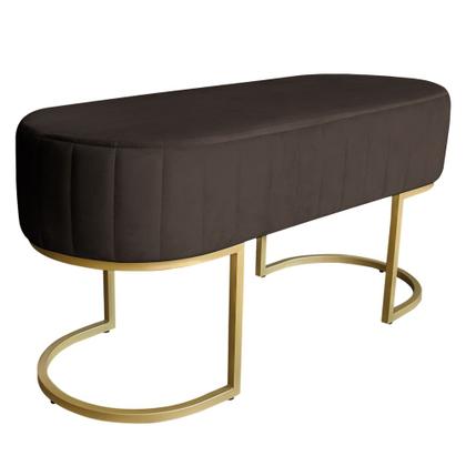 Imagem de Banco Recamier Estofado Luana Base Gold Veludo Marrom - Montanaris Decor