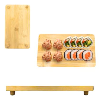 Imagem de Bandeja Bambu Oriental 21cm Prato Sushi Restaurante Multiuso