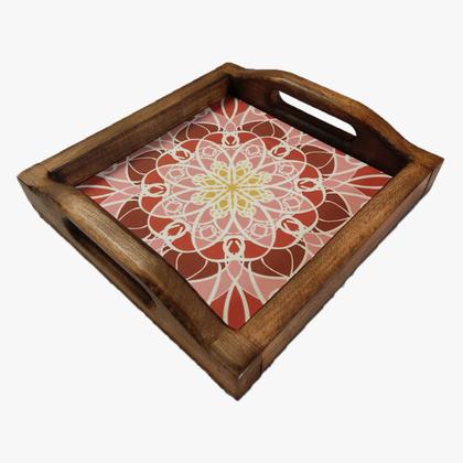 Imagem de Bandeja Café da Manhã Madeira Maciça com azulejo