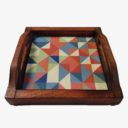 Imagem de Bandeja Café da Manhã Madeira Maciça com azulejo