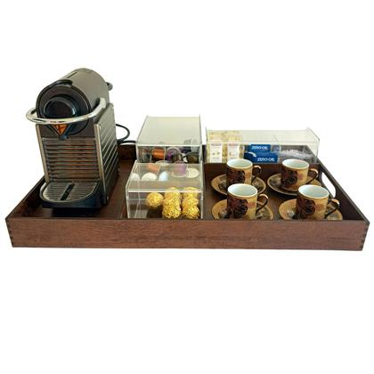 Imagem de Bandeja com divisórias cantinho do café completo 4 peças com organizadores de acrílico e bandeja
