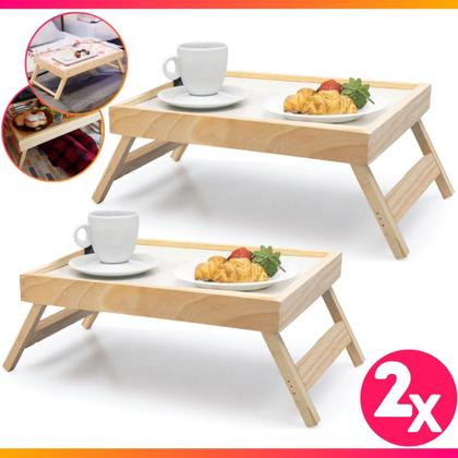 Imagem de Bandeja Mesa De Cafe Com Pezinhos Para Café Da Manhã na Cama e Sofá