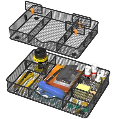 Imagem de Bandeja organizadora de gavetas de mesa VyGrow Metal Mesh, pacote com 2 unidades, preta
