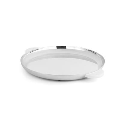 Imagem de Bandeja Redonda Pequena Volupté Prata com Resina Branca