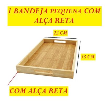 Imagem de Bandeja Retangular De Bambu 46x33Cm E 40x28Cm Top Útil Com Arco Ou Reto Alça Reta