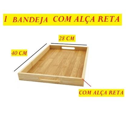 Imagem de Bandeja Retangular De Bambu 46x33Cm E 40x28Cm Top Útil Com Arco Ou Reto Alça Reta