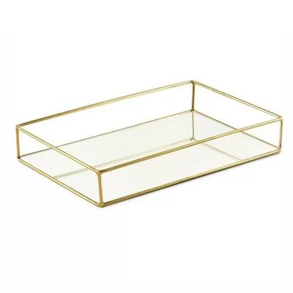 Imagem de Bandeja Retangular em Metal com Espelho Mart 28x5x18cm