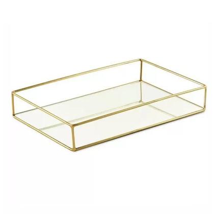 Imagem de Bandeja Retangular em Metal com Espelho Mart 28x5x18cm