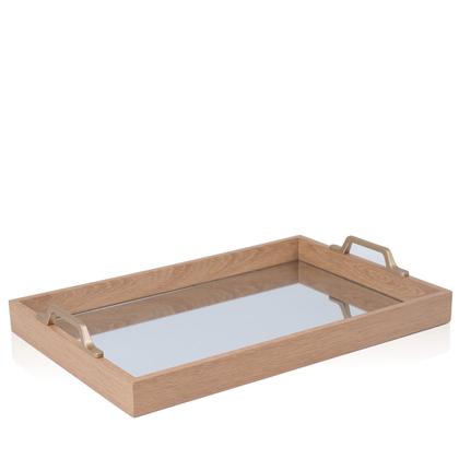 Imagem de Bandeja Retangular Madeira Alça Metal 45 cm