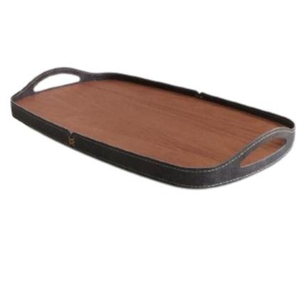 Imagem de Bandeja Vale Decorativa Castanho Couro Preto