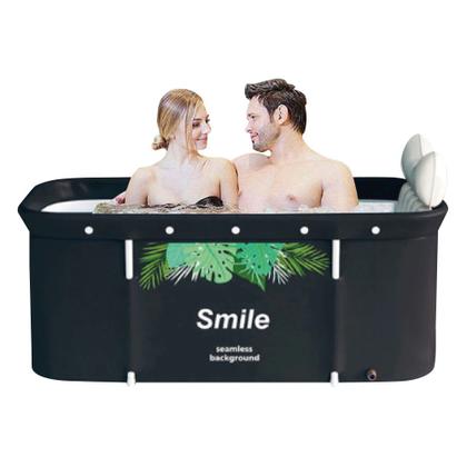 Imagem de Banheira Ofurô Dobrável Portátil Retangular PVC Com Encosto Inflável Smile VG+