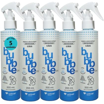Imagem de Banho a seco bubble dry spray 200ml para cães kit com 5