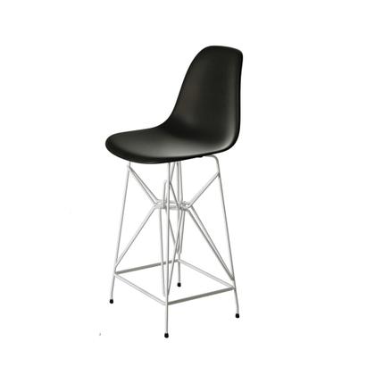 Imagem de Banqueta Bistrô Alta Eames Eiffel Preta Base Ferro Branco
