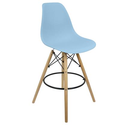 Imagem de Banqueta Charles Eames Eiffel Wood Design Base Fixa Madeira