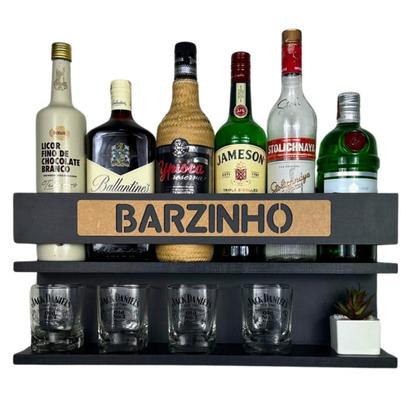 Imagem de Barzinho de Parede Suspenso frase Barzinho tamanho 54 x 26 cor Preto Fosco presente criativo