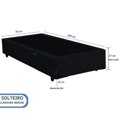 Imagem de Base Box Solteiro Blindado Suede 78x188  Largura Menor  Ideal para Quartos Pequenos  Medida Especial