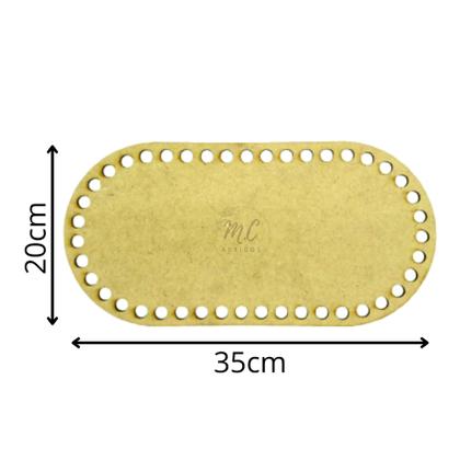 Imagem de Base de MDF Oval Arredondada crochê/Fio de malha - 20cm x 35cm