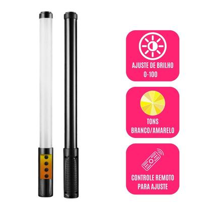 Imagem de Bastão De Luz Profissional  Led Recarregável Foto Celular Flash Filmagem Branco Amarelo Estúdio Intensa Portátil