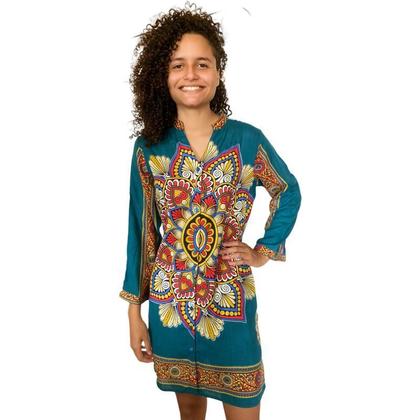 Imagem de Bata Túnica Indiana Feminina Chemise Estampada Boho Hippie