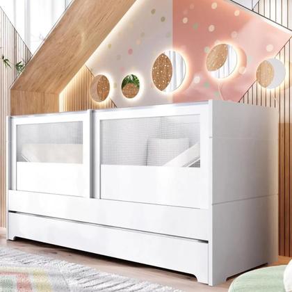 Imagem de Berço Cama 2 Em 1 Duplo Para Gêmeos Linha Sol E Mar Divicar Cor Branco