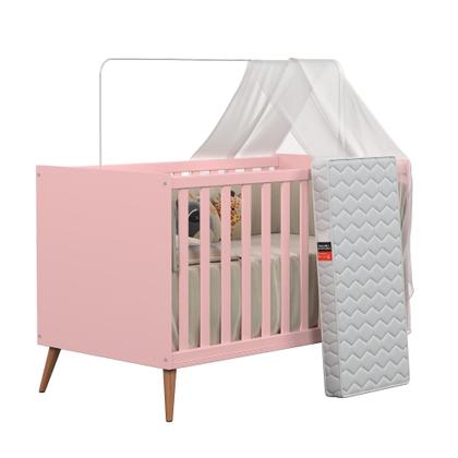 Imagem de Berço Mini Cama Montessoriano Americano Retrô Para Quarto De Bebê Menino E Menina Com Grade De Proteção Removível E Colchão Infantil 