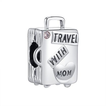 Imagem de Berloque MALA TRAVEL WITH MOM em Prata S925 para pulseiras modelo Pandora ou Vivara